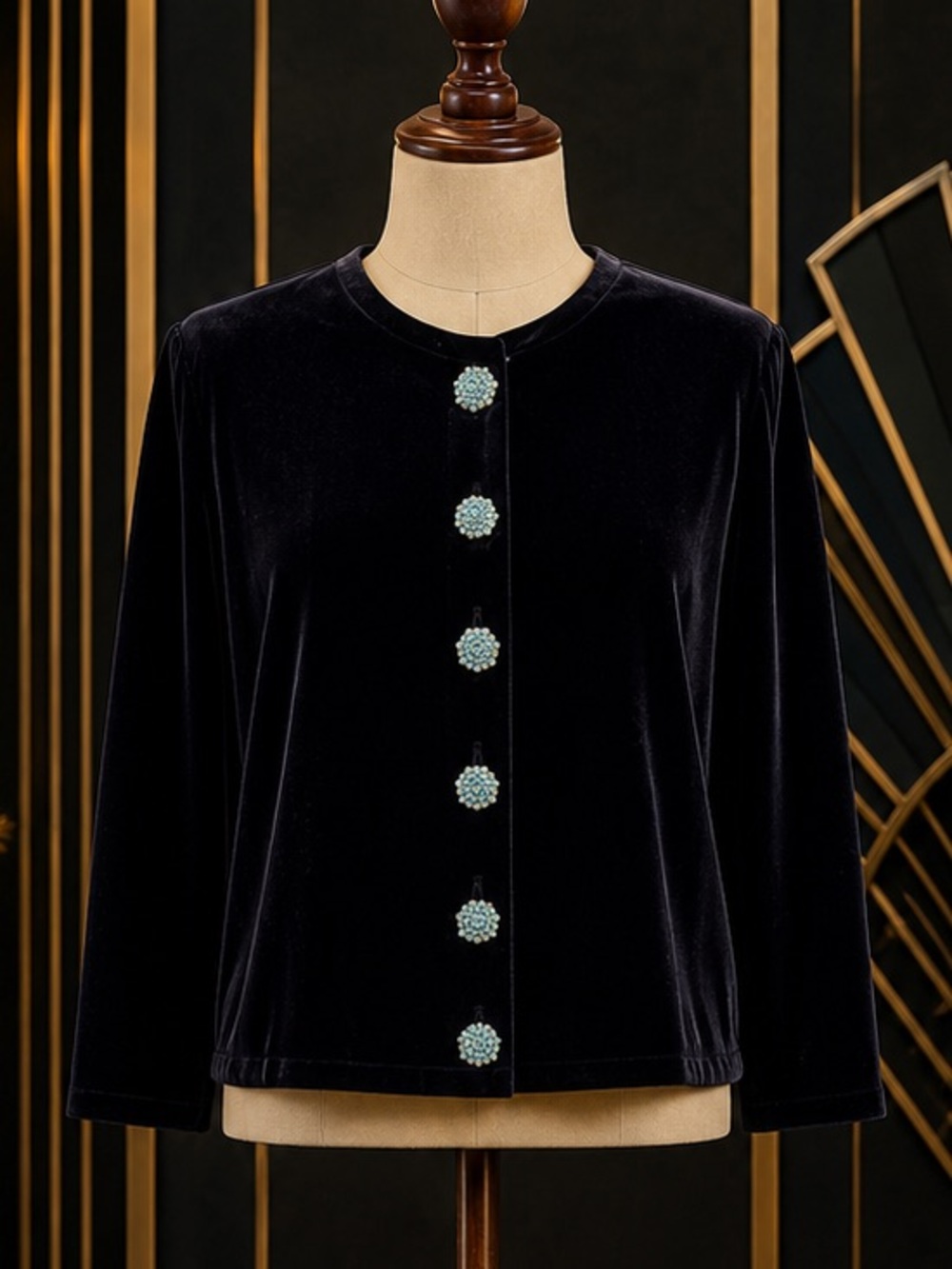 Double D Ranch Black Western Velvet Jacket Crystal Buttons